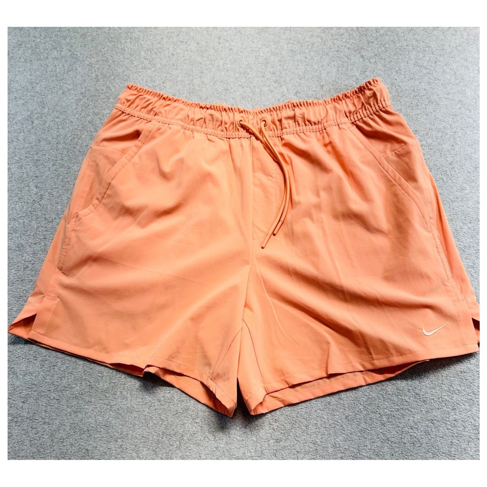 Nike Mens M Dri-FIT Running Shorts Coral Orange Stretch Drawstring Pockets Gym